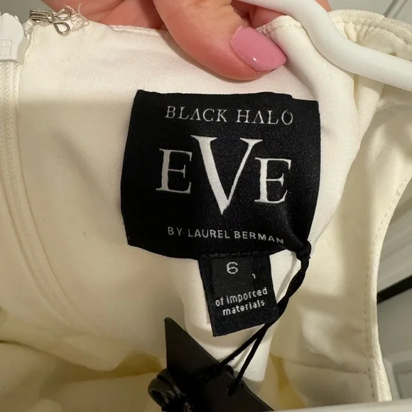 NWT Black Halo Eve By Lena Staples Peplum Evening Gown Size 6